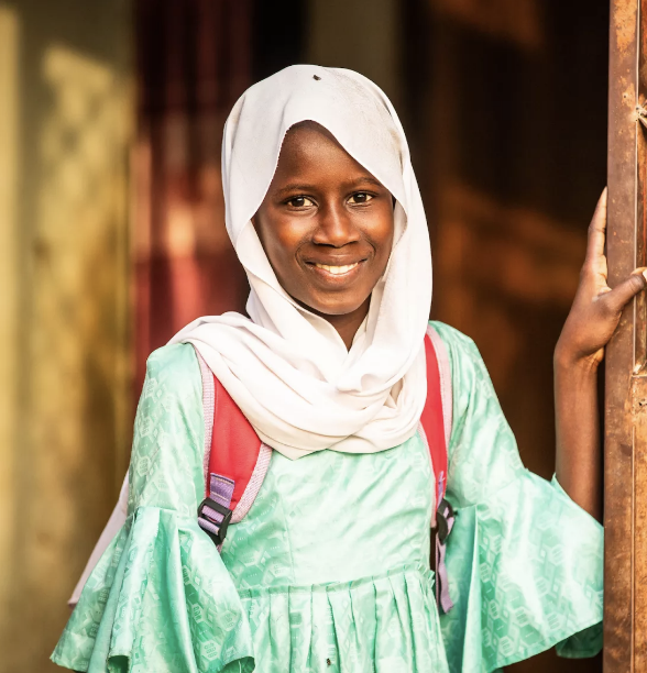 Young African girl studying